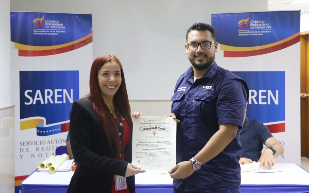 Trabajadores de Cantv fueron beneficiados con jornada de protocolización de títulos universitarios del Saren en el Registro Principal del Distrito Capital