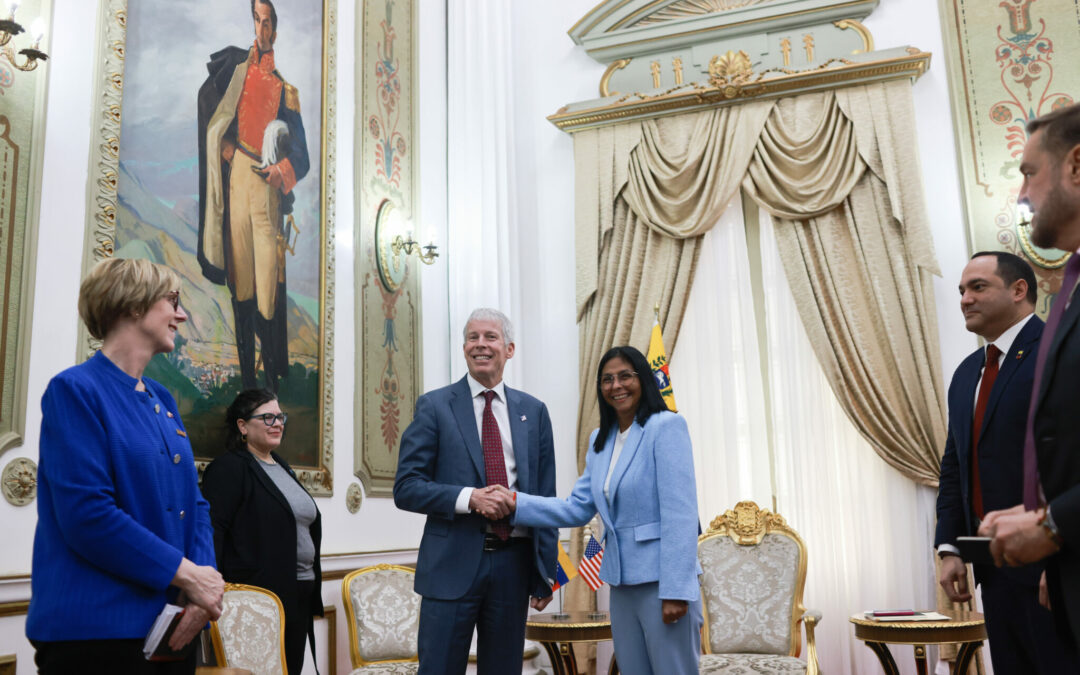 Presidenta encargada Delcy Rodríguez recibe en el Palacio de Miraflores al secretario de Energía de EEUU Christopher Wright
