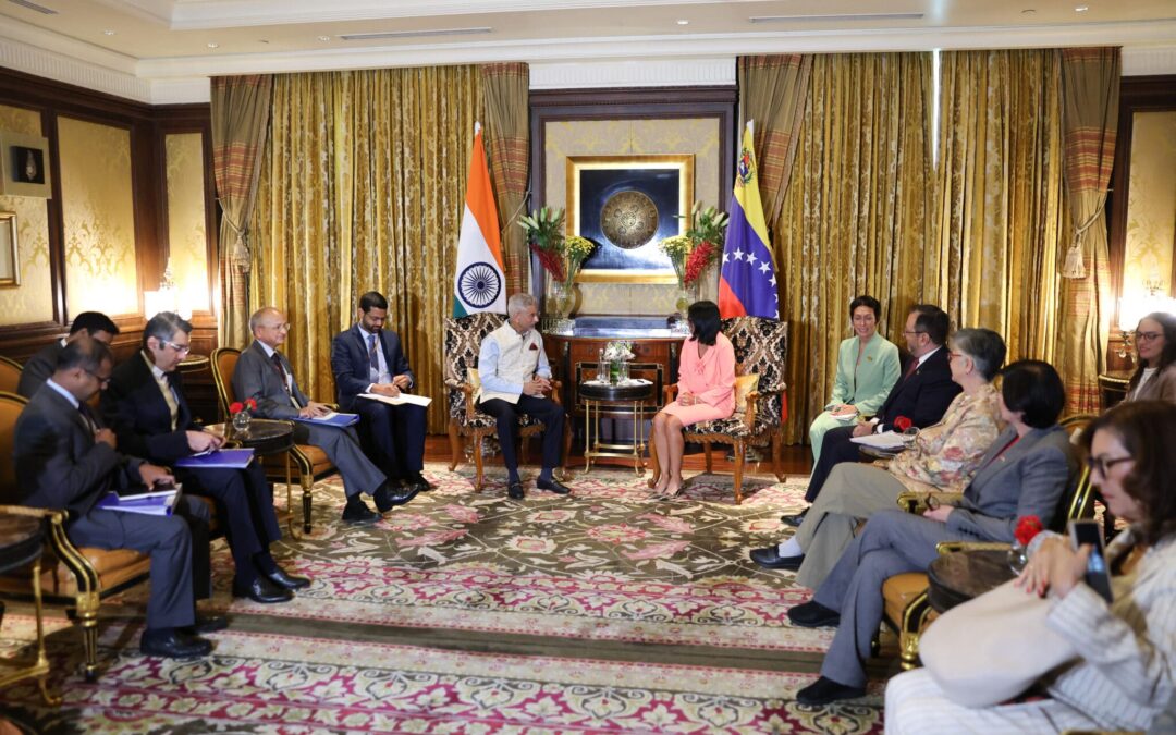 Presidenta (E) Delcy Rodríguez inicia agenda oficial en reunión con Canciller de India Subrahmanyam Jaishankar
